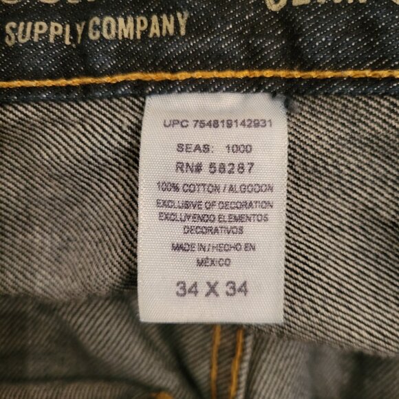 Roebuck and Co Men's Jeans Slim Straight Leg 34x34 Dark Blue Wash 100% Cotton - Picture 5 of 7